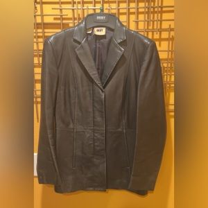 DKNY | Women’s Buttery Soft Black Leather Jacket Hidden Buttons Size 2